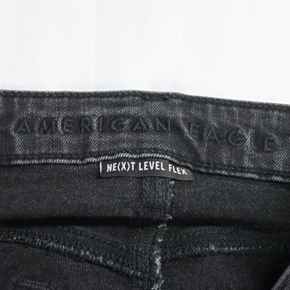American Eagle 28 x 30 Fits 8 Slim Raw Hem Black Next Level Denim Jeans - Picture 3 of 7